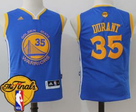Wholesale Cheap Men\'s Warriors #35 Kevin Durant Blue 2017 The Finals Patch Stitched NBA Jersey