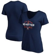 Wholesale Cheap Houston Astros #35 Justin Verlander Majestic Women's No-Hitter V-Neck T-Shirt Navy
