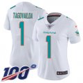 Wholesale Cheap Nike Dolphins #1 Tua Tagovailoa White Women's Stitched NFL 100th Season Vapor Untouchable Limited Jersey