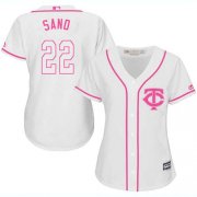 Wholesale Cheap Twins #22 Miguel Sano White/Pink Fashion Women's Stitched MLB Jersey