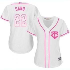 Wholesale Cheap Twins #22 Miguel Sano White/Pink Fashion Women\'s Stitched MLB Jersey