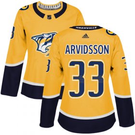 Wholesale Cheap Adidas Predators #33 Viktor Arvidsson Yellow Home Authentic Women\'s Stitched NHL Jersey