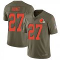 Wholesale Cheap Nike Browns #27 Kareem Hunt Olive Men's Stitched NFL Limited 2017 Salute To Service Jersey