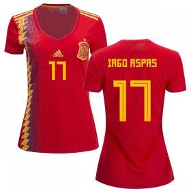 Wholesale Cheap Women\'s Spain #17 Iago Aspas Red Home Soccer Country Jersey