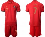 Wholesale Cheap Men 2021 European Cup Portugal home red 7 Soccer Jersey1