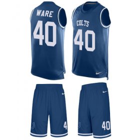 Wholesale Cheap Nike Colts #40 Spencer Ware Royal Blue Team Color Men\'s Stitched NFL Limited Tank Top Suit Jersey
