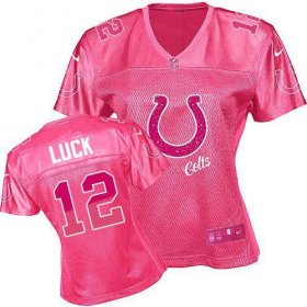 Wholesale Cheap Nike Colts #12 Andrew Luck Pink Women\'s Fem Fan NFL Game Jersey