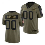 Wholesale Cheap Men's Olive Miami Dolphins ACTIVE PLAYER Custom 2021 Salute To Service Limited Stitched Jersey