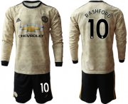 Wholesale Cheap Manchester United #10 Rashford Away Long Sleeves Soccer Club Jersey