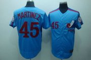 Wholesale Cheap Mitchell and Ness Expos #45 Pedro Martinez Blue Stitched Throwback MLB Jersey
