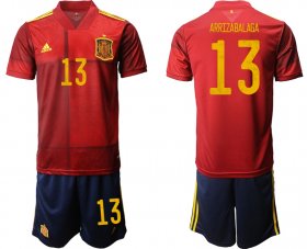 Wholesale Cheap Men 2021 European Cup Spain home red 13 Soccer Jersey