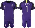 Wholesale Cheap Chile #1 C.Bravo Purple Goalkeeper Soccer Country Jersey