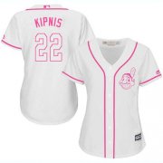 Wholesale Cheap Indians #22 Jason Kipnis White/Pink Fashion Women's Stitched MLB Jersey