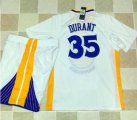 Wholesale Cheap Warriors #35 Kevin Durant White Long Sleeve A Set Stitched NBA Jersey