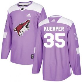 Wholesale Cheap Adidas Coyotes #35 Darcy Kuemper Purple Authentic Fights Cancer Stitched NHL Jersey