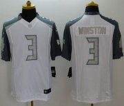 Wholesale Cheap Nike Buccaneers #3 Jameis Winston White Men's Stitched NFL Limited Platinum Jersey