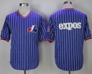 Wholesale Cheap Mitchell And Ness Expos Blank Blue Strip Throwback Stitched MLB Jersey