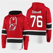 Wholesale Cheap Men's New Jersey Devils #76 P.K. Subban Red Ageless Must-Have Lace-Up Pullover Hoodie