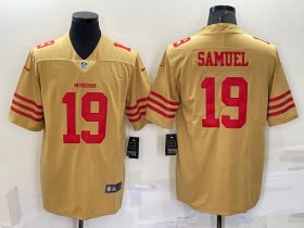 Wholesale Cheap Men\'s San Francisco 49ers #19 Deebo Samuel Gold NEW 2022 Inverted Legend Stitched NFL Nike Limited Jersey