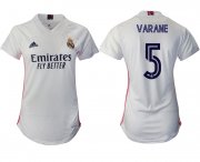 Wholesale Cheap Women 2020-2021 Real Madrid home aaa version 5 white Soccer Jerseys