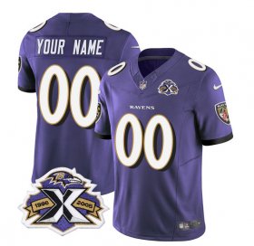 Wholesale Cheap Men\'s Baltimore Ravens Active Player Custom Purple 2023 F.U.S.E With Patch Throwback Vapor Limited Stitched Jersey