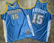 Wholesale Cheap Men's Denver Nuggets #15 Carmelo Anthony Blue 2003-04 Hardwood Classics Soul AU Stitched NBA Throwback Jersey