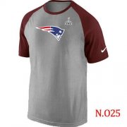 Wholesale Cheap Nike New England Patriots Ash Tri Big Play Raglan 2015 Super Bowl XLIX NFL T-Shirt Grey/Red