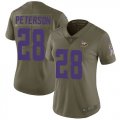 Wholesale Cheap Nike Vikings #28 Adrian Peterson Olive Women's Stitched NFL Limited 2017 Salute to Service Jersey