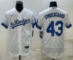 Cheap Men's Los Angeles Dodgers #43 Noah Syndergaard White 2022 City Connect Flex Base Stitched Jersey