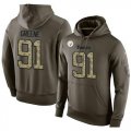 Wholesale Cheap NFL Men's Nike Pittsburgh Steelers #91 Kevin Greene Stitched Green Olive Salute To Service KO Performance Hoodie