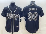 Wholesale Cheap Men's Los Angeles Rams #99 Aaron Donald Black Reflective With Patch Cool Base Stitched Baseball Jersey