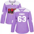 Wholesale Cheap Adidas Senators #63 Tyler Ennis Purple Authentic Fights Cancer Women's Stitched NHL Jersey
