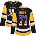 Wholesale Cheap Adidas Penguins #71 Evgeni Malkin Black Home Authentic USA Flag Women's Stitched NHL Jersey