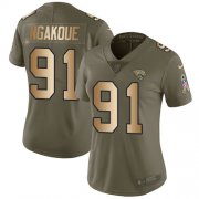 Wholesale Cheap Nike Jaguars #91 Yannick Ngakoue Olive/Gold Women's Stitched NFL Limited 2017 Salute to Service Jersey