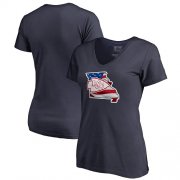 Wholesale Cheap Women's Kansas City Chiefs NFL Pro Line by Fanatics Branded Navy Banner State V-Neck T-Shirt
