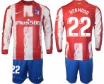 Wholesale Cheap Men 2021-2022 Club Atletico Madrid home red Long Sleeve 22 Soccer Jersey