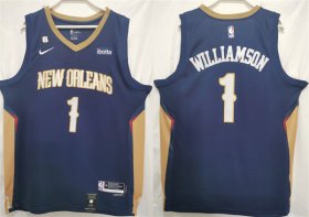 Wholesale Cheap Men\'s New Orleans Pelicans #1 Zion Williamson Navy Stitched Basketball Jersey