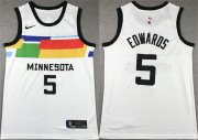 Cheap Men's Minnesota Timberwolves #5 Anthony Edwards White City Edition Stitched Jersey