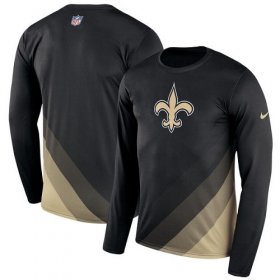 Wholesale Cheap Men\'s New Orleans Saints Nike Black Sideline Legend Prism Performance Long Sleeve T-Shirt