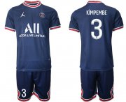 Wholesale Cheap Men 2021-2022 Club Paris Saint-Germain home blue 3 Soccer Jersey