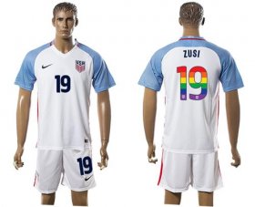 Wholesale Cheap USA #19 Zusi White Rainbow Soccer Country Jersey