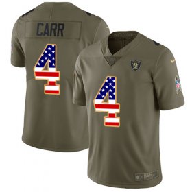 Wholesale Cheap Nike Raiders #4 Derek Carr Olive/USA Flag Youth Stitched NFL Limited 2017 Salute to Service Jersey