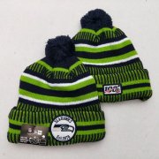 Wholesale Cheap Seahawks Team Logo Green 100th Season Pom Knit Hat YD