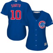 Wholesale Cheap Cubs #10 Ron Santo Blue Alternate Women's Stitched MLB Jersey