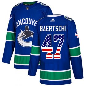 Wholesale Cheap Adidas Canucks #47 Sven Baertschi Blue Home Authentic USA Flag Stitched NHL Jersey