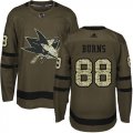 Wholesale Cheap Adidas Sharks #88 Brent Burns Green Salute to Service Stitched Youth NHL Jersey