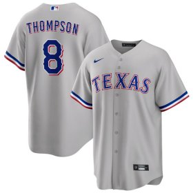 Cheap Men\'s Texas Rangers #8 Bubba Thompson Gray Cool Base Stitched Baseball Jersey