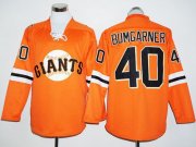 Wholesale Cheap Giants #40 Madison Bumgarner Orange Long Sleeve Stitched MLB Jersey