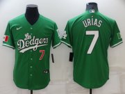 Wholesale Cheap Men's Los Angeles Dodgers #7 Julio Urias Green With Los 2021 Mexican Heritage Stitched Baseball Jersey