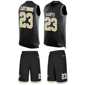 Wholesale Cheap Nike Saints #23 Marshon Lattimore Black Team Color Men\'s Stitched NFL Limited Tank Top Suit Jersey